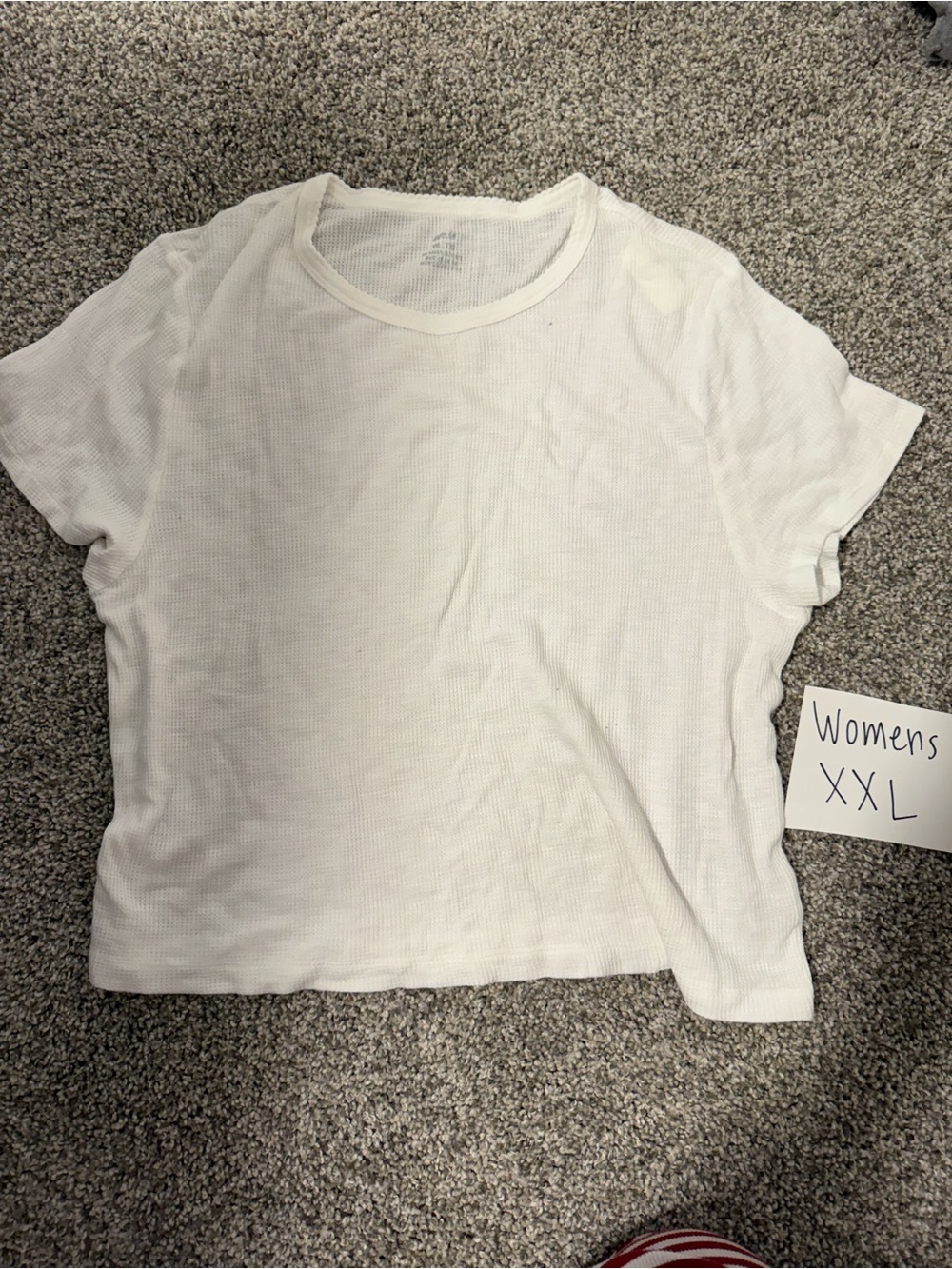 aerie White Short Sleeve Crewneck Tee waffle texture